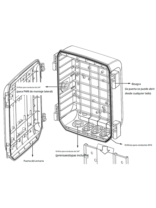 VIVOTEK AWIHB1040EXT - Kit Switch PoE AW-IHB-1040 y Gabinete AT-CAB-001, 8 ptos Administrable, 2 ptos PoE GbE 90W, 6 ptos GbE 30W, 2 ptos GbE SFP, 300W Totales, PoE Extendido 250 mts,VLAN, Alimentacion 48-56VDC (fuente no incluida), IP66, IK10