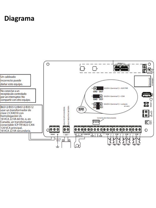 BOSCH I_CX4010 - Transformador de 18  VAC 22VA 60HZ compatible con panel sere b