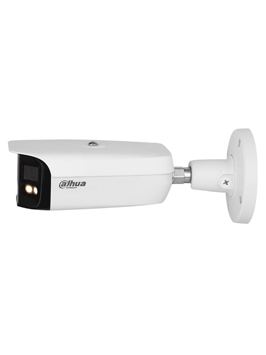 Dahua IPC-PFW5849-A180-E2-ASTE - Cámara IP Bullet 4K con multivisión en color, LED de 40 m y ángulo de 180°. Tecnología H.265, WDR, ROI, y SMD 4.0. Resistente al agua (IP67) con audio y alarma E&S para una vigilancia avanzada y detallada.