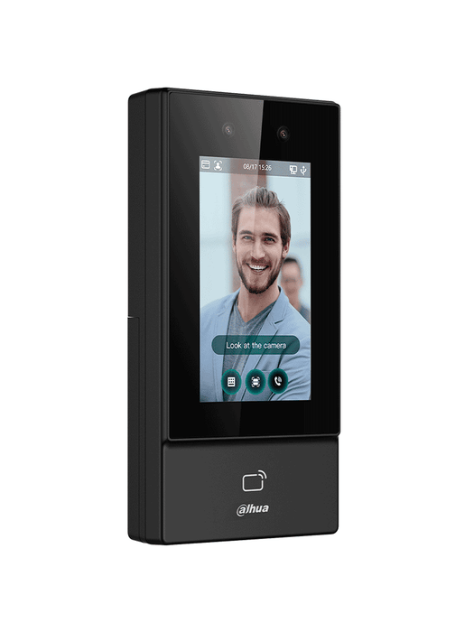 DAHUA ASI6213S-D - Control de Acceso para Exterior con Reconocimiento Facial, pantalla táctil de 4.3", soporta 6000 usuarios, rostros y contraseñas, 10,000 tarjetas ID 125 KHz, 50 administradores, 300,000 registros. Comunicación TCP/IP, IP65.