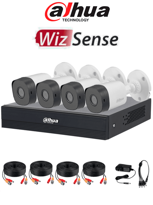 DAHUA DHI-KIT/XVR1B04-I/T/4-B1A11N-0280B - Kit de 4 canales HD/ Cámaras B1A11 de 1 MP/ Lente de 2.8mm/ Soporta 4 Canales más 1 IP o Hasta 5 Canales IP/ SMD Plus / Compresión H.265/ Cámaras de Policarbonato