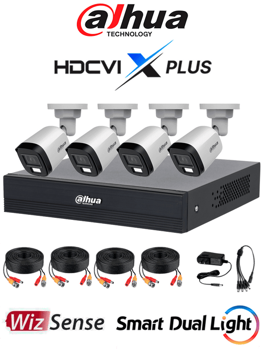 DAHUA DHI-KIT/XVR1B04-I/T/4-B2A21N-U-IL-A-0280B - Kit 4 Canales 2 MP/ DVR Cooper-U WizSense con IA/ Cámaras B2A21N-U-IL-A/ Hasta 5 Canales IP Rendimiento Max 20Mbps/ Soporta HDCVI & AHD & TVI & CVBS/ Metálica/ Cámara con Iluminador Dual Inteligente