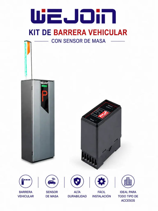 WEJOIN WJNSBG101HR34LEDDG102 - Kit de Barrera Vehicular Derecha con brazo de 4 Metros con Led Modelo WJNSBG101HR34LED con Sensor de Masa Gratis
