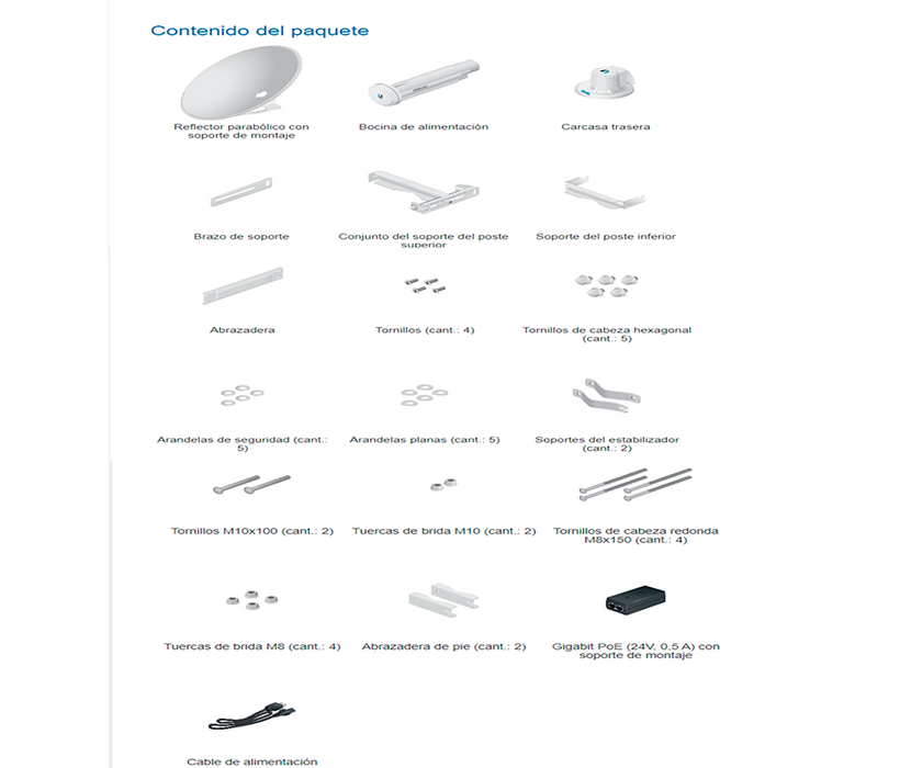 UBIQUITI POWERBEAM AC PBE-5AC-620 - Radio Airmax AC 5.8GHz para exteriores con antena integrada de 29 dBi, tecnología MIMO y rendimiento de hasta 450 Mbps.