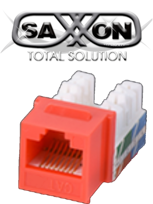 SAXXON M265C5R - Modulo jack keystone RJ45 / 8 Hilos / CAT 5E / Compatible con calibres  AWG 22-26 / Color rojo