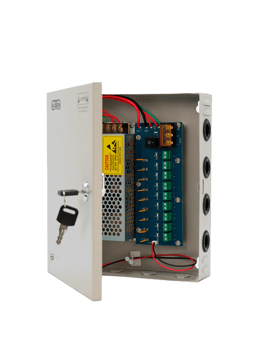 SAXXON SX10A9CH - Fuente de Poder Profesional 12 VCD / 10 Amperes / 9 Canales / 1.1 Amperes por Canal / Protección contra Sobrecargas / Led Indicador de Funcionamiento