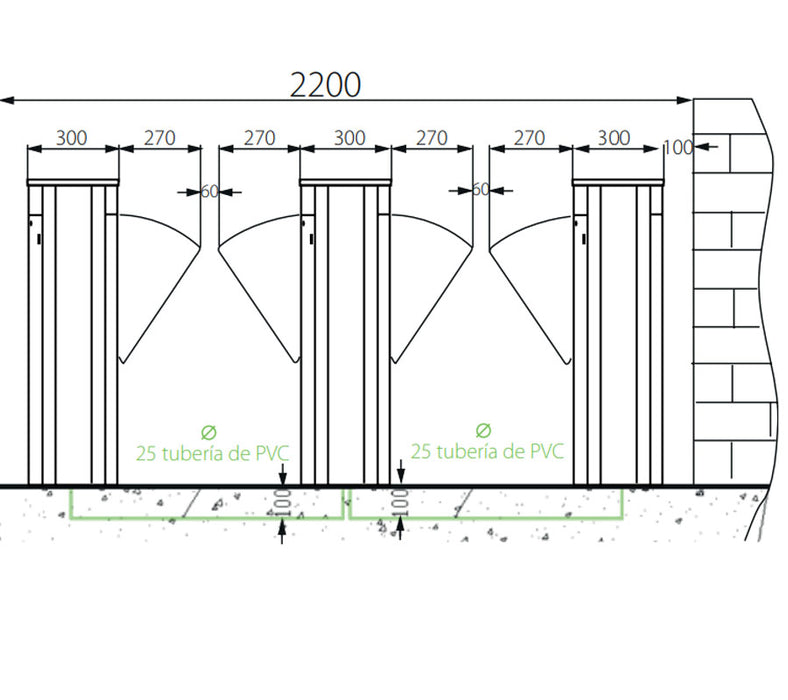 ZKTECO FBL5222 - Barrera Peatonal Central / Acero SUS304 y Cristal Templado / Aleta de Acrílico / Carril 60 cm / Exterior Protegido / 30 a 40 Personas X Min / 2 Millones de Ciclos / Incluye Panel INBIO260 PULL y  FR1200 ID