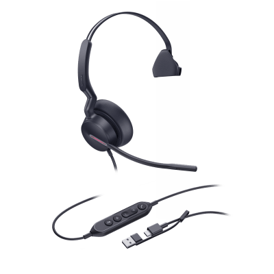 Diadema Alambrica Profesional UH46 Mono de Yealink con Conexión USB-C/A y Cancelación de Ruido por IA