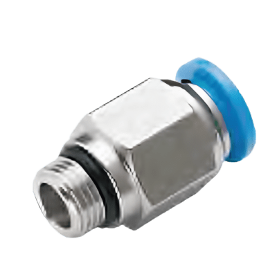 Conector Rápido Neumático / Push-to-Connect / Recto Macho / Para Manguera 8 mm / Rosca G 1/8" BSPP / Con O-Ring / Adaptador para Colectores y Sensores Compactos