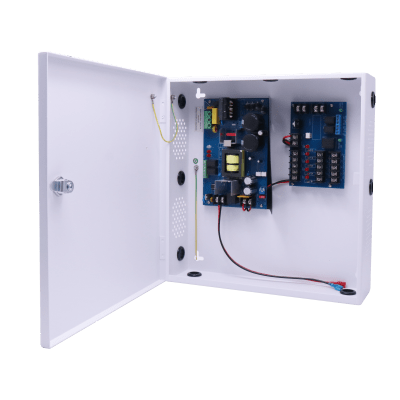 Controlador de Energía para Control de Acceso AL1012FC / 12VDC @ 10A / 8 Salidas Independientes / Conversión 115VAC a 12-24VDC / Batería de Respaldo 40Ah / Interfaz FACP / Supervisión AC y Batería / Montaje en Pared