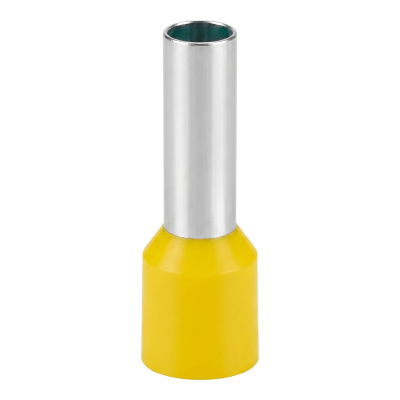 Conector Ferrule | 10AWG | 6mm²  | Conductor Latón Estañado  | Aislamiento PVC Blanco | 25 Piezas por Bolsa