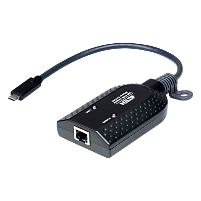 Adaptador KVM USB-C con Virtual Media | Full HD 1920 x 1200 | Conexión RJ-45 a USB-C | Auto Signal Compensation (ASC) | Emulación de Teclado y Mouse | Soporte Smart Card/CAC Reader | Firmware Actualizable